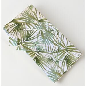 Pottery Barn Tropical Palm Frond Queen Full Duvet & Two Shams 100% Cotton